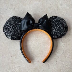 Disney Minnie Mouse Black Sequin Spider Web Ears Headband OS